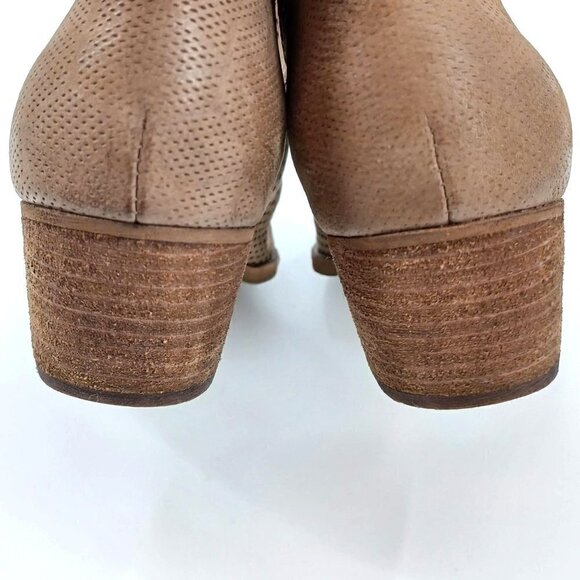 Dolce Vita Sher Perforated Ankle Booties Taupe Brown Women's 7 Leather Boho - Picture 7 of 10